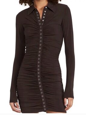 A.L.C. Long-Sleeve Ruched Stretch Mini Dress size S